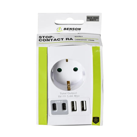 Benson Electric Stopcontact RA met 2 USB-A en 2 USB-C oplader