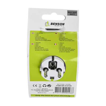 Benson Electric Stopcontact RA met 2 USB-A en 2 USB-C oplader