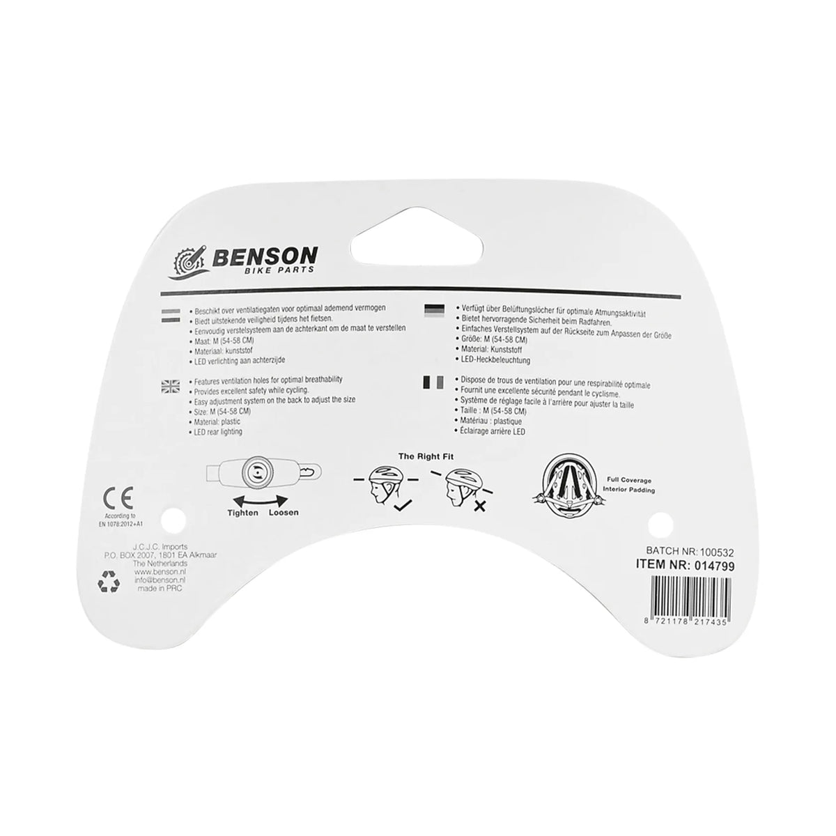 Benson Bike Parts Fietshelm volwassenen met verlichting grijs M