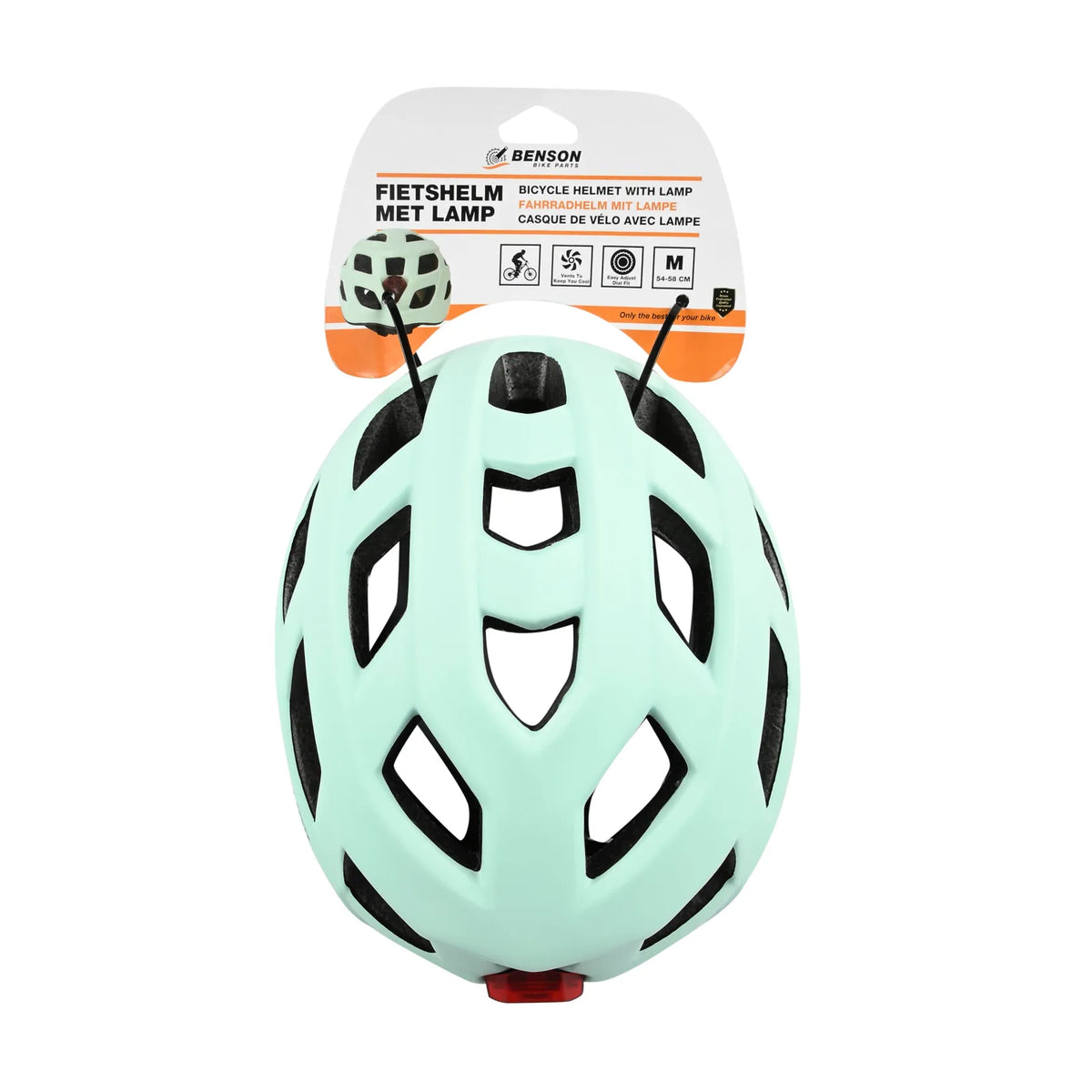 Benson Bike Parts Fietshelm volwassenen met verlichting mint groen M