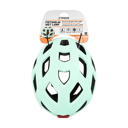 Benson Bike Parts Fietshelm volwassenen met verlichting mint groen L