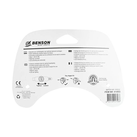 Benson Bike Parts Fietshelm volwassenen met verlichting mint groen L