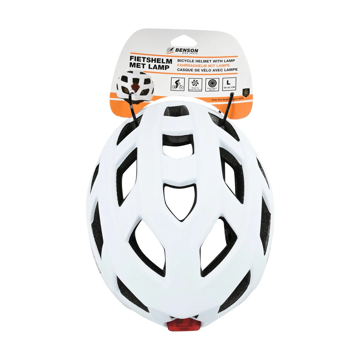 Benson Bike Parts Fietshelm volwassenen met verlichting wit L
