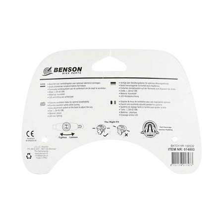 Benson Bike Parts Fietshelm volwassenen met verlichting wit L