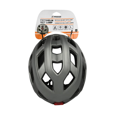 Benson Bike Parts Fietshelm volwassenen met verlichting grijs L
