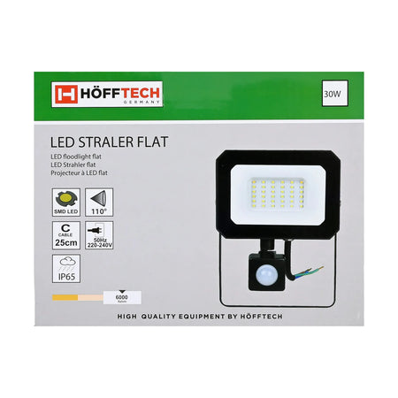 Höfftech LED straler flat 30W SMD + sensor