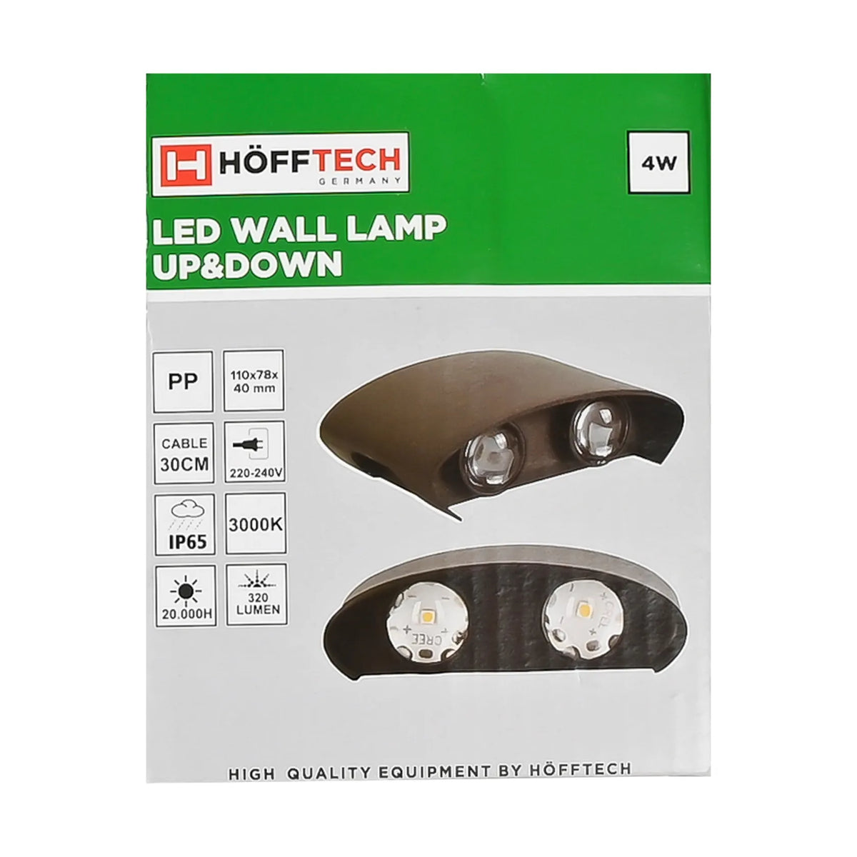 Höfftech LED Wandlamp half rond up&down light 2 lampen IP65