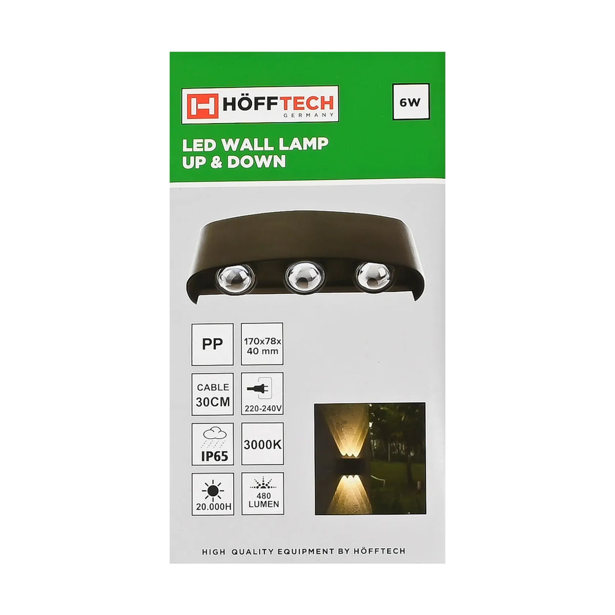 Höfftech LED Wandlamp half rond up&down light 3 lampen IP65