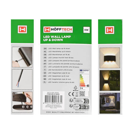 Höfftech LED Wandlamp half rond up&down light 3 lampen IP65