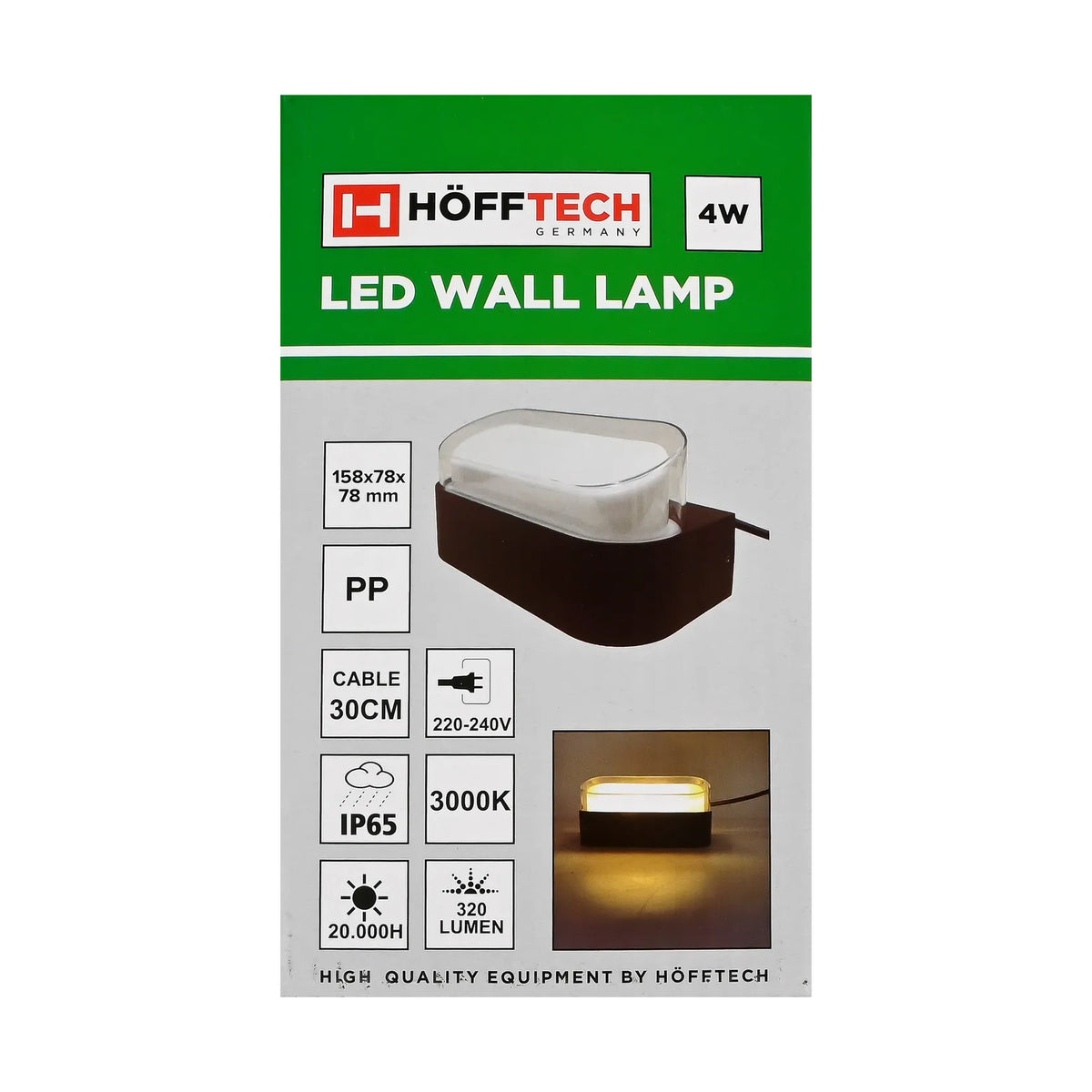 Höfftech LED Wandlamp rechthoek 4W IP65
