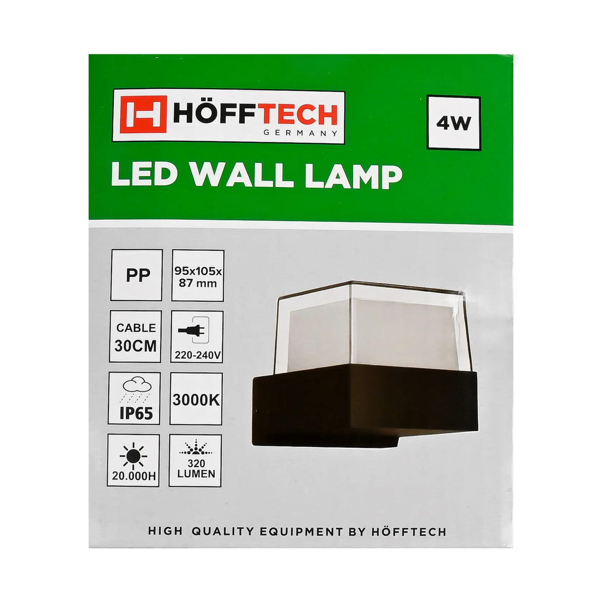 Höfftech LED Wandlamp vierkant 4W IP65