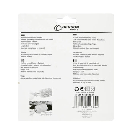 Benson Maiskolfhouders 8 dlg