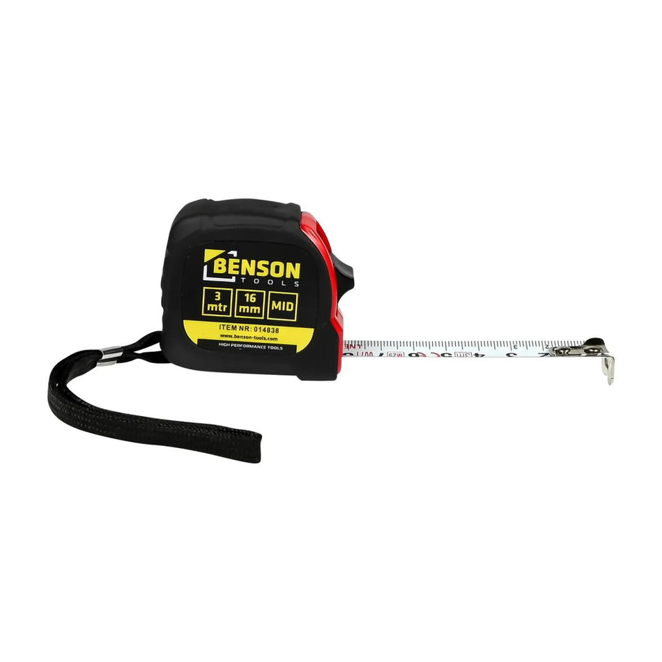 Benson Tools Rolbandmaat 3 meter x 16 mm MID