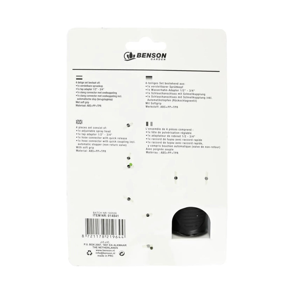 Benson Garden Waterkoppelset 1/2" 4 dlg soft grip