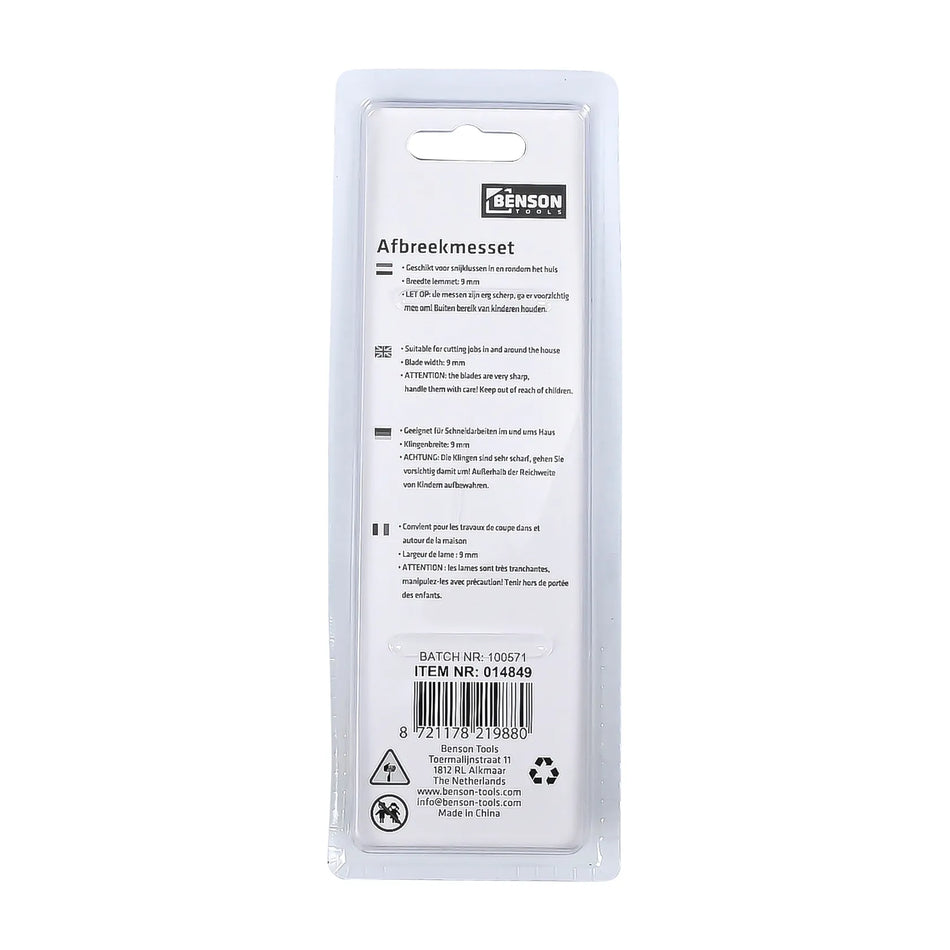 Benson Tools Afbreekmesset 9mm 2 dlg