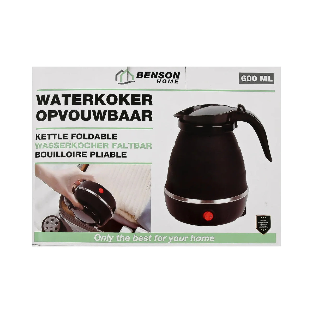 Benson Waterkoker opvouwbaar 600 ml zwart