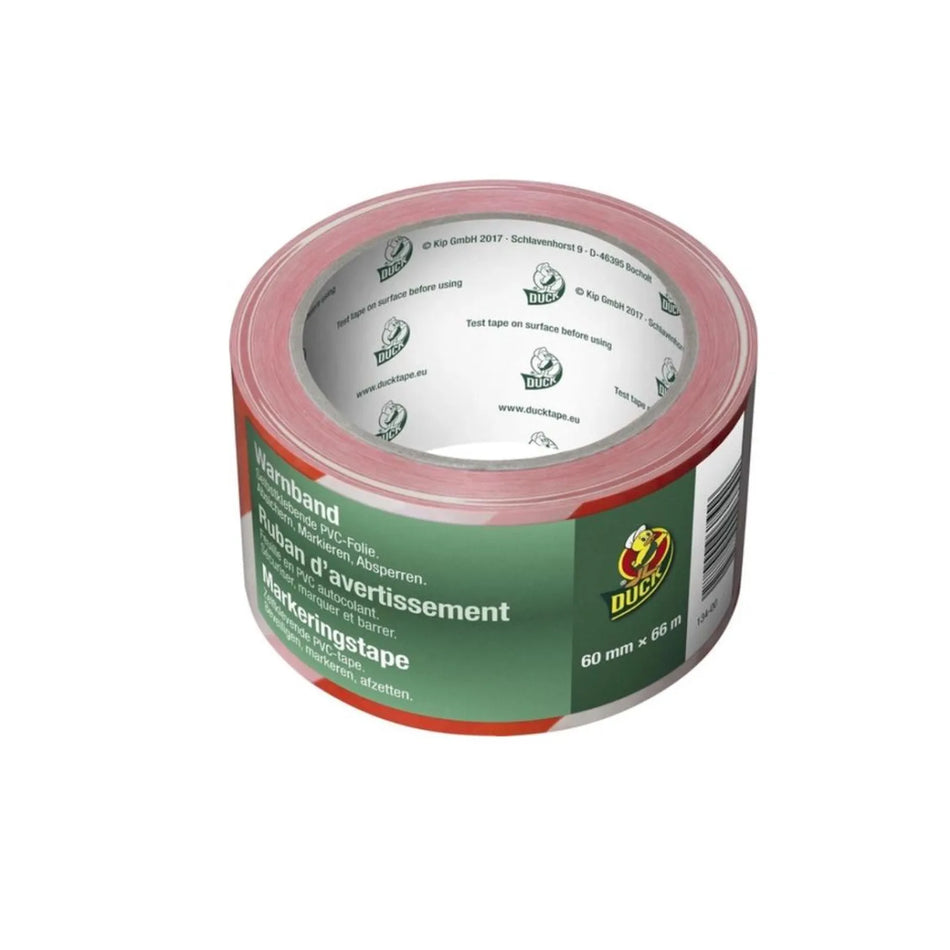 Duck Markeringstape rood/wit 60 mm x 66 m