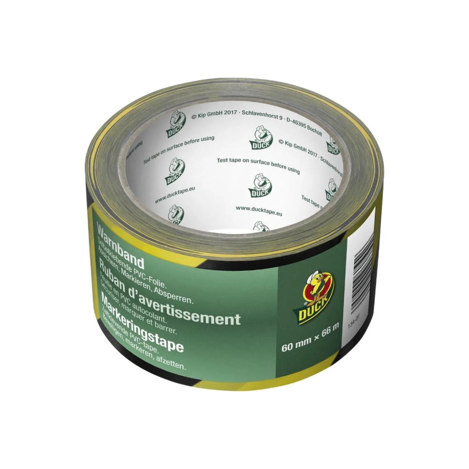 Duck Markeringstape geel/zwart 60 mm x 66 m