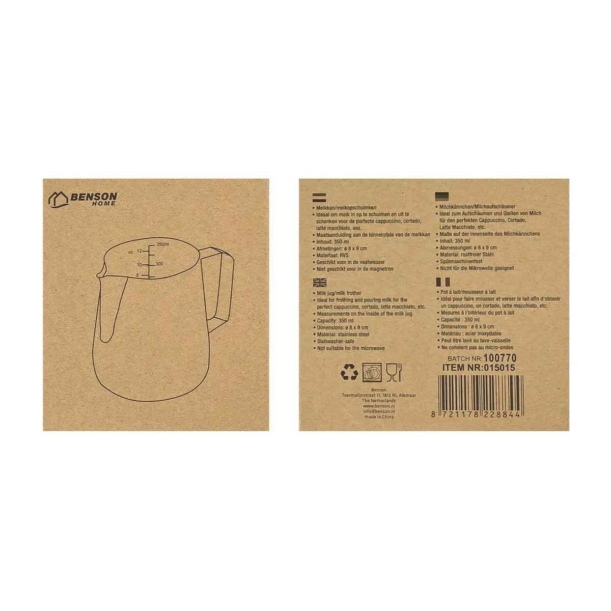 Benson Melkkan RVS 350 ml