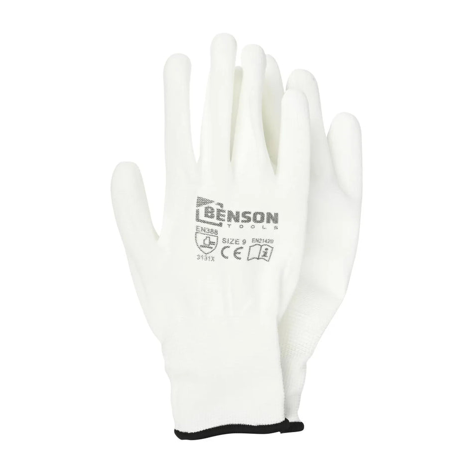 Benson Tools Werkhandschoenen PU palm wit maat 9