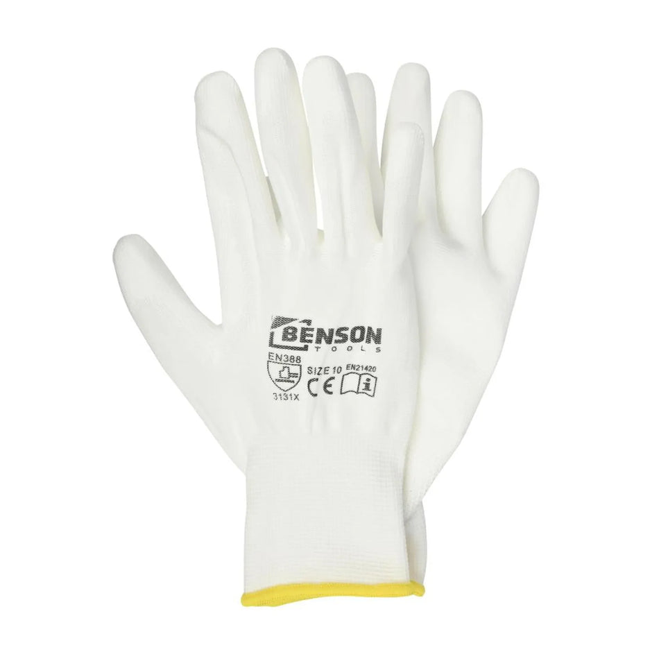 Benson Tools Werkhandschoenen PU palm wit maat 10