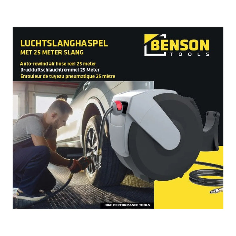 Benson Tools Luchtslanghaspel 25 meter