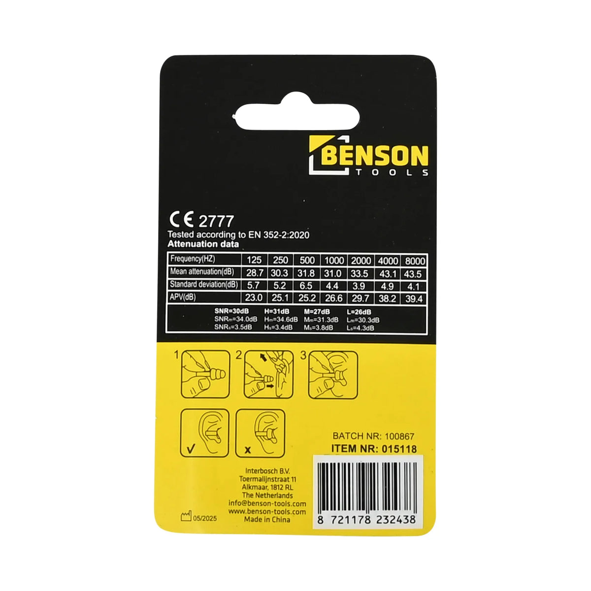 Benson Oordoppen vliegen