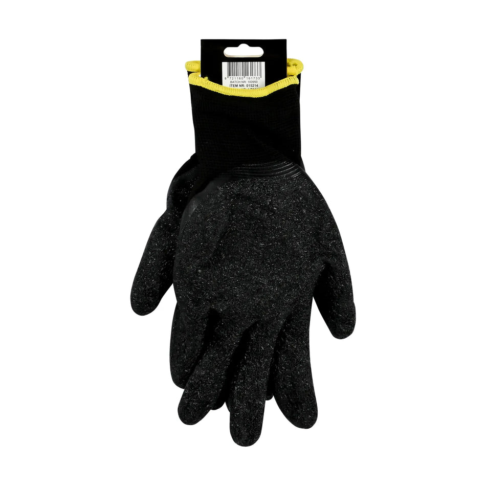 Benson Tools Werkhandschoenen latex crinkle zwart maat 10