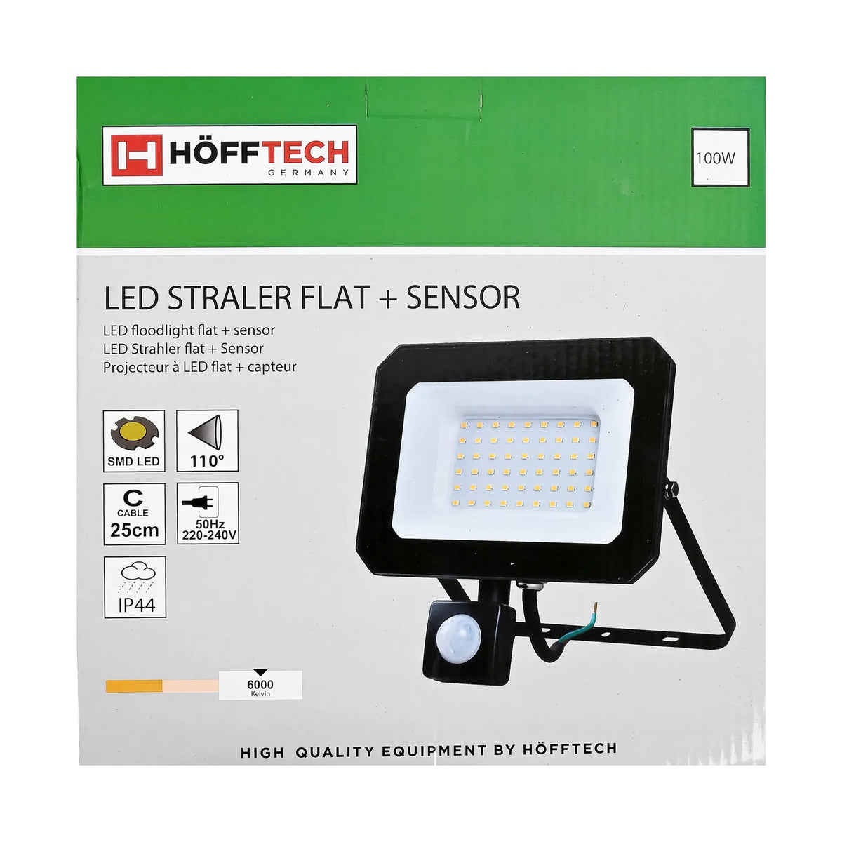 Höfftech LED Straler flat 100W SMD + sensor