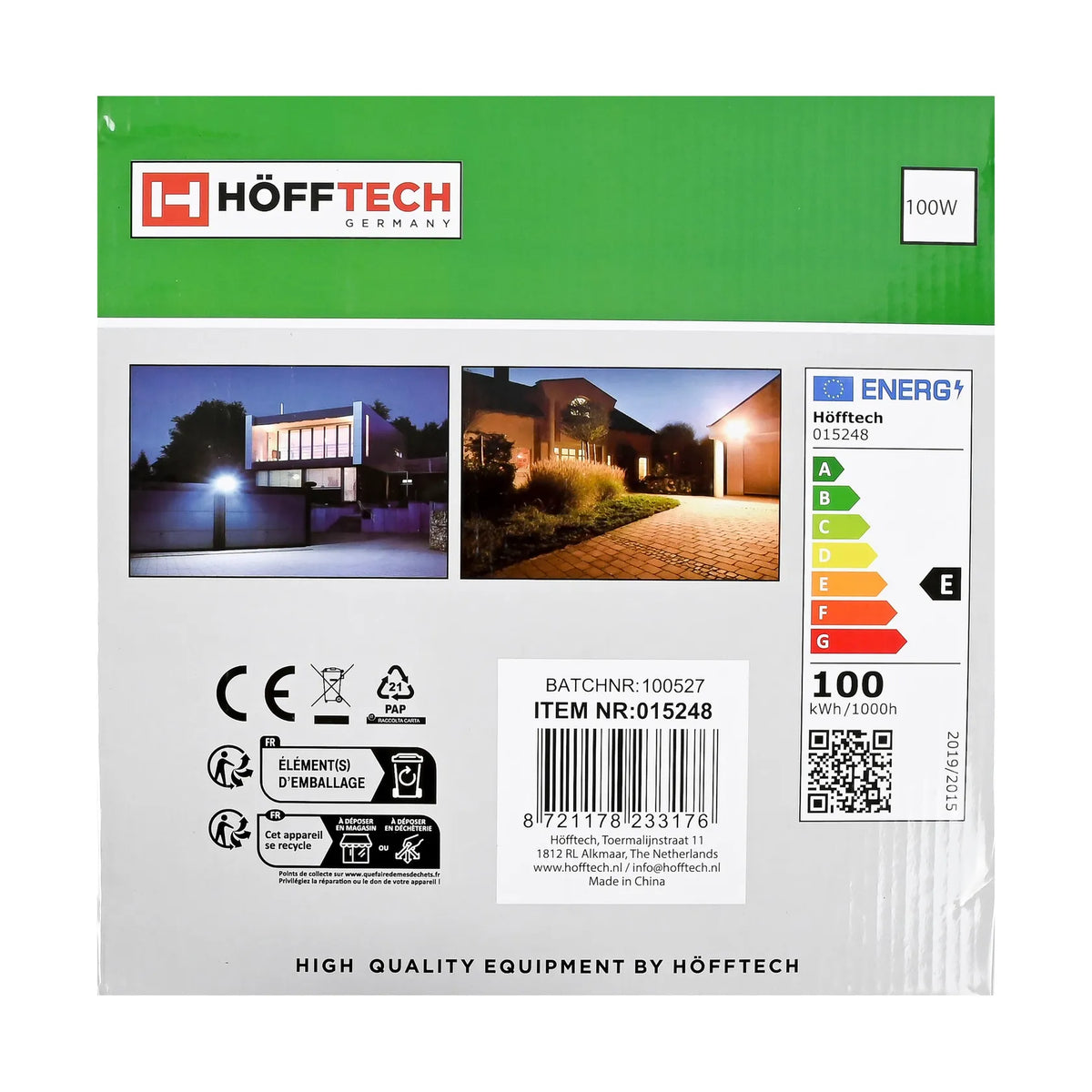 Höfftech LED Straler flat 100W SMD + sensor