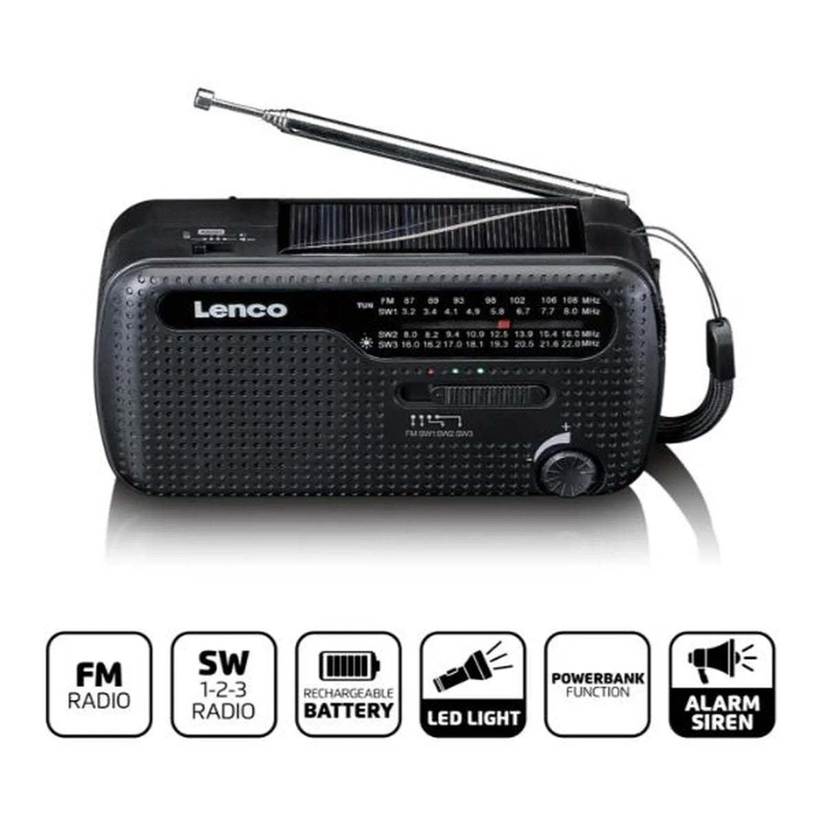 Noodradio opwindbaar met lamp en powerbank