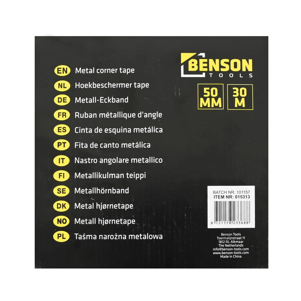 Benson Tools Hoekbeschermer tape 50 mm x 30 mtr