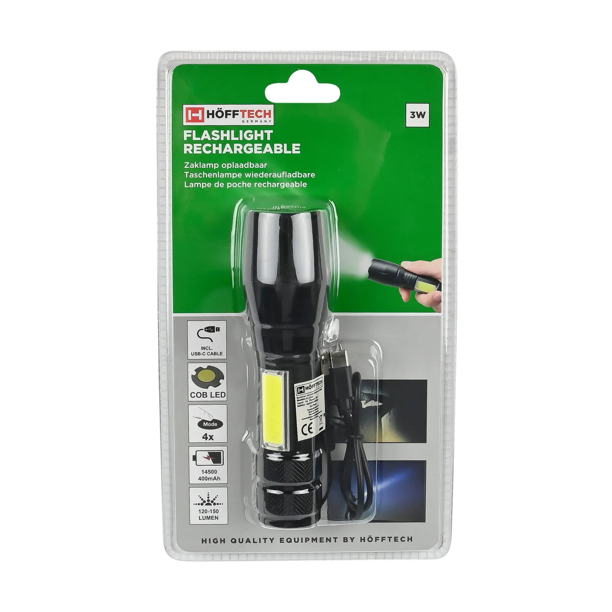 Höfftech Zaklamp 400 mAh oplaadbaar