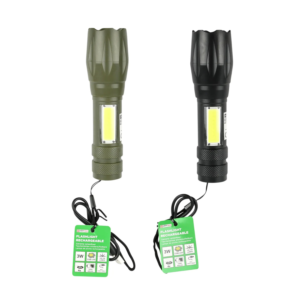 Höfftech Zaklamp 400 mAh oplaadbaar display