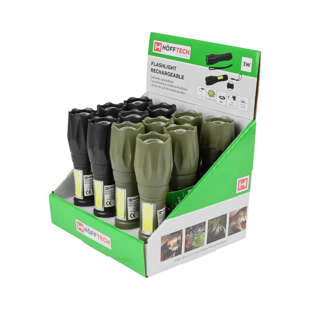 Höfftech Zaklamp 400 mAh oplaadbaar display