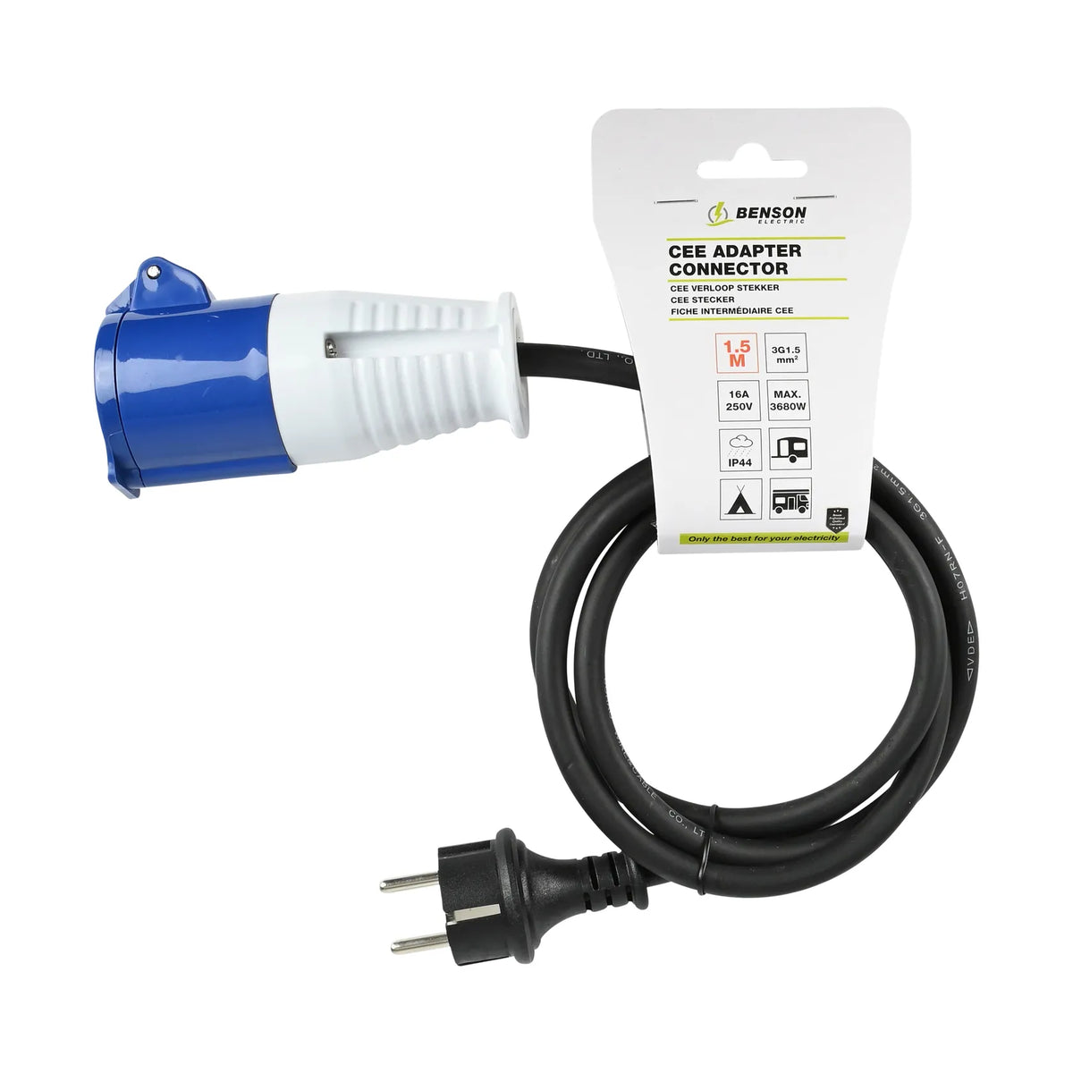 Benson Electric CEE verloop stekker 1.5 mtr