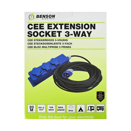 Benson Electric CEE Stekkerdoos 3-voudig IP44 20 mtr
