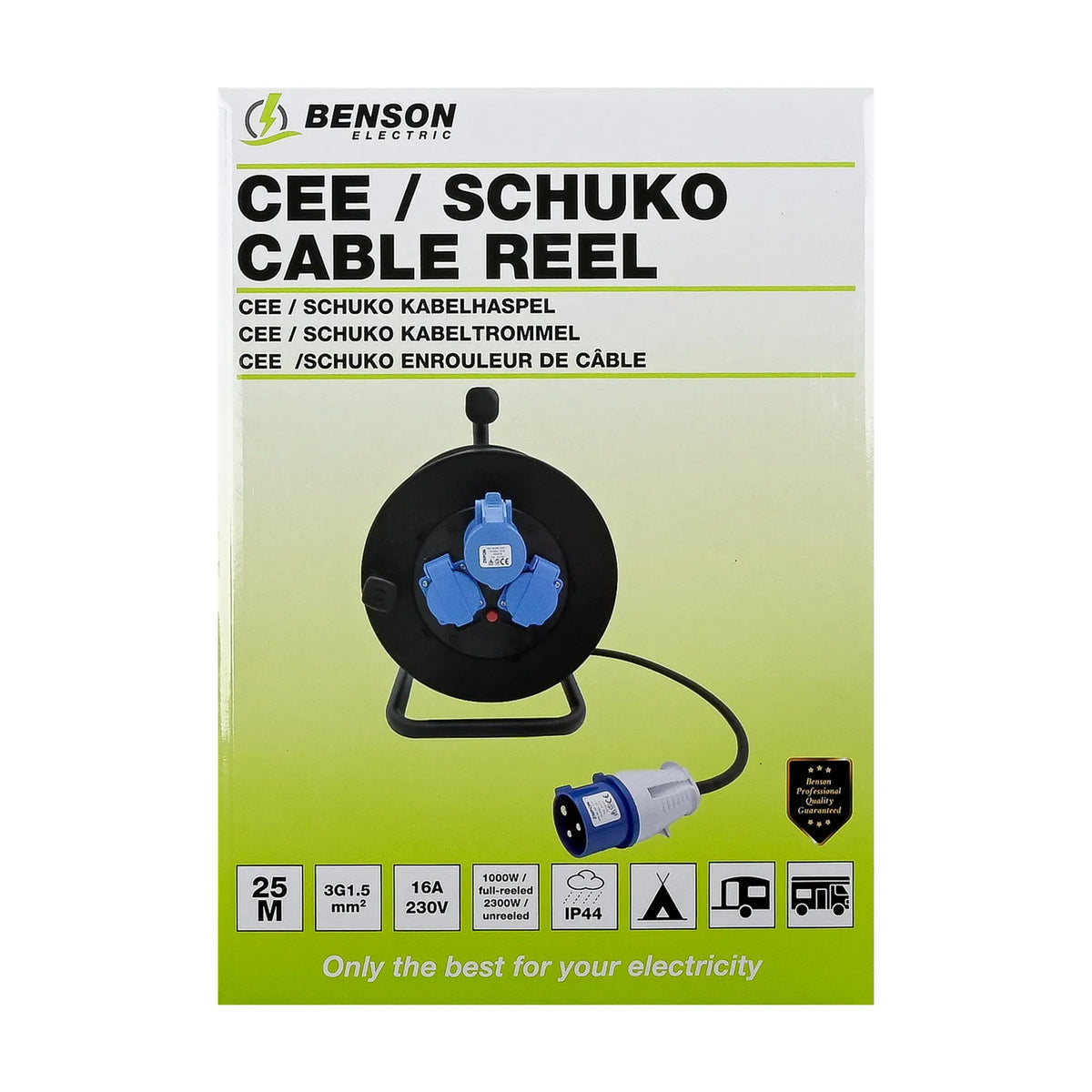 Benson Electric CEE / schuko Kabelhaspel 25 mtr