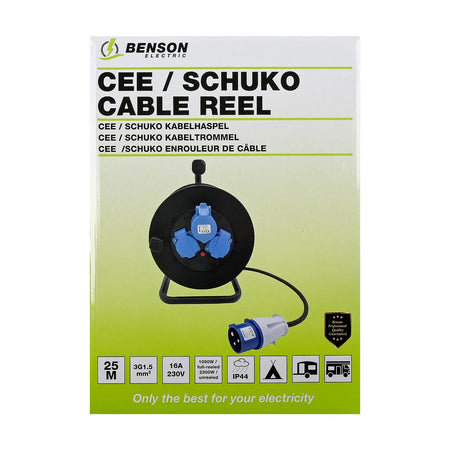 Benson Electric CEE / schuko Kabelhaspel 25 mtr