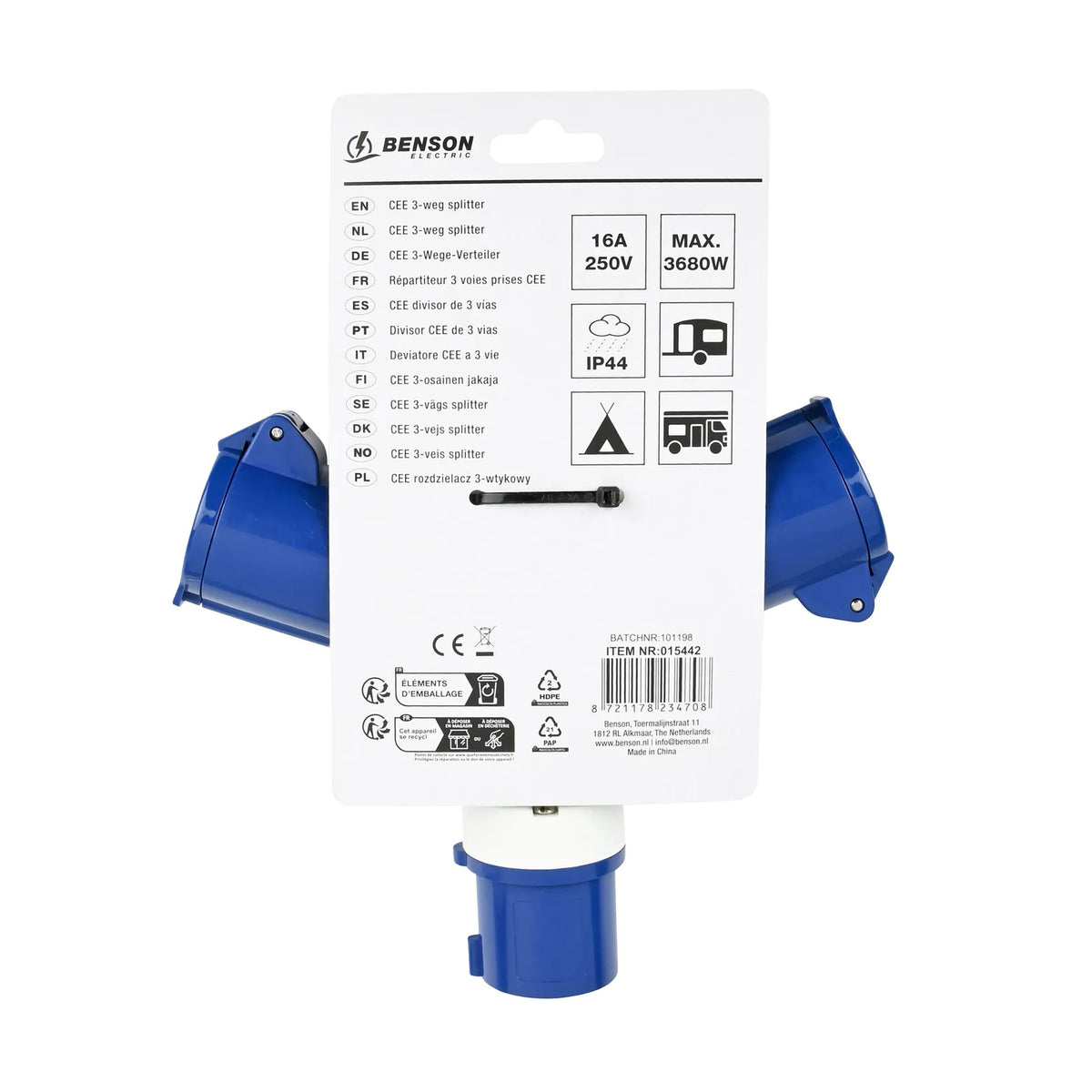 Benson Electric CEE 3-weg splitter