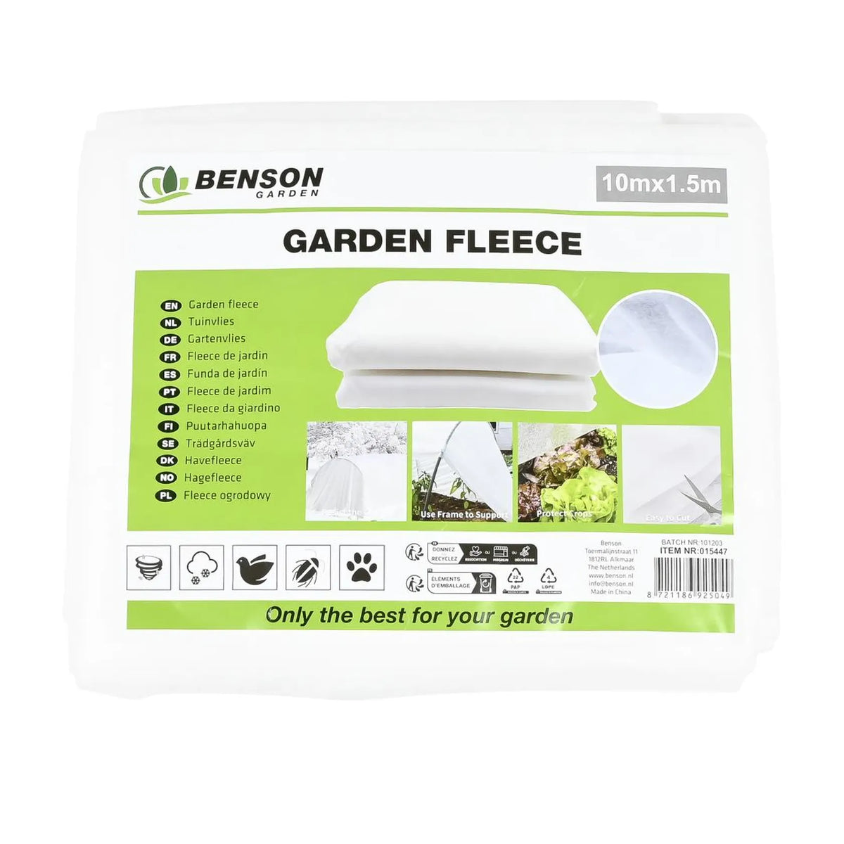 Benson Garden Vliesdoek 1,5 x 10 mtr