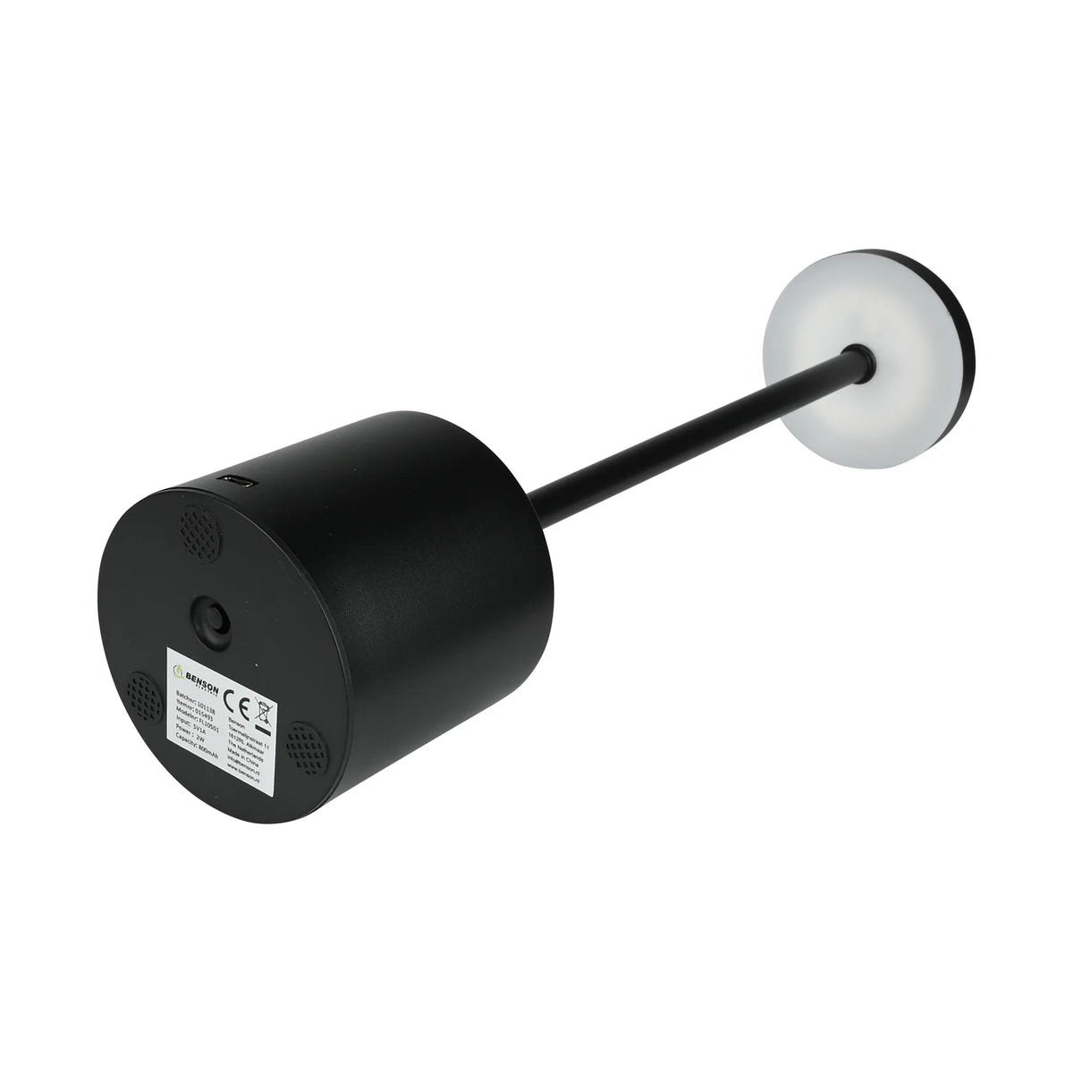 Benson Electric Tafellamp metaal dimbaar oplaadbaar zwart