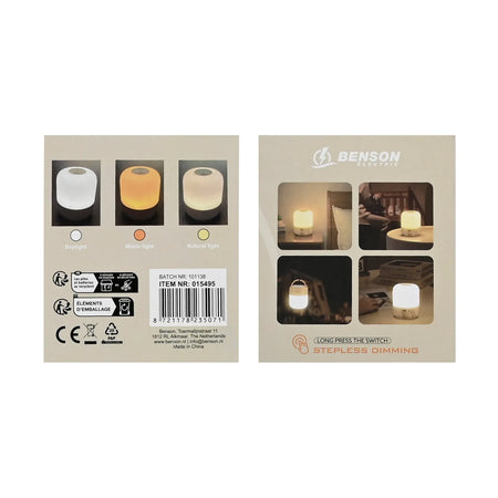 Benson Electric Nachtlamp mini dimbaar oplaadbaar