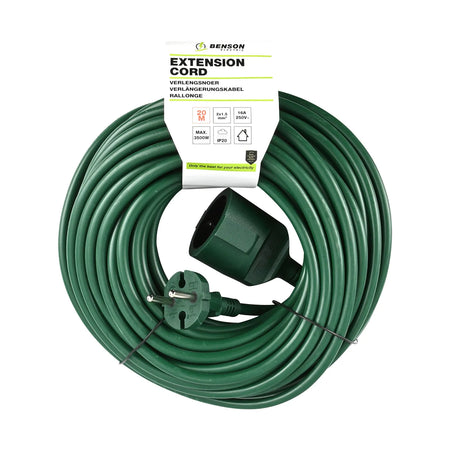 Benson Electric Verlengsnoer 2X1.5 niet geaard 20 mtr groen