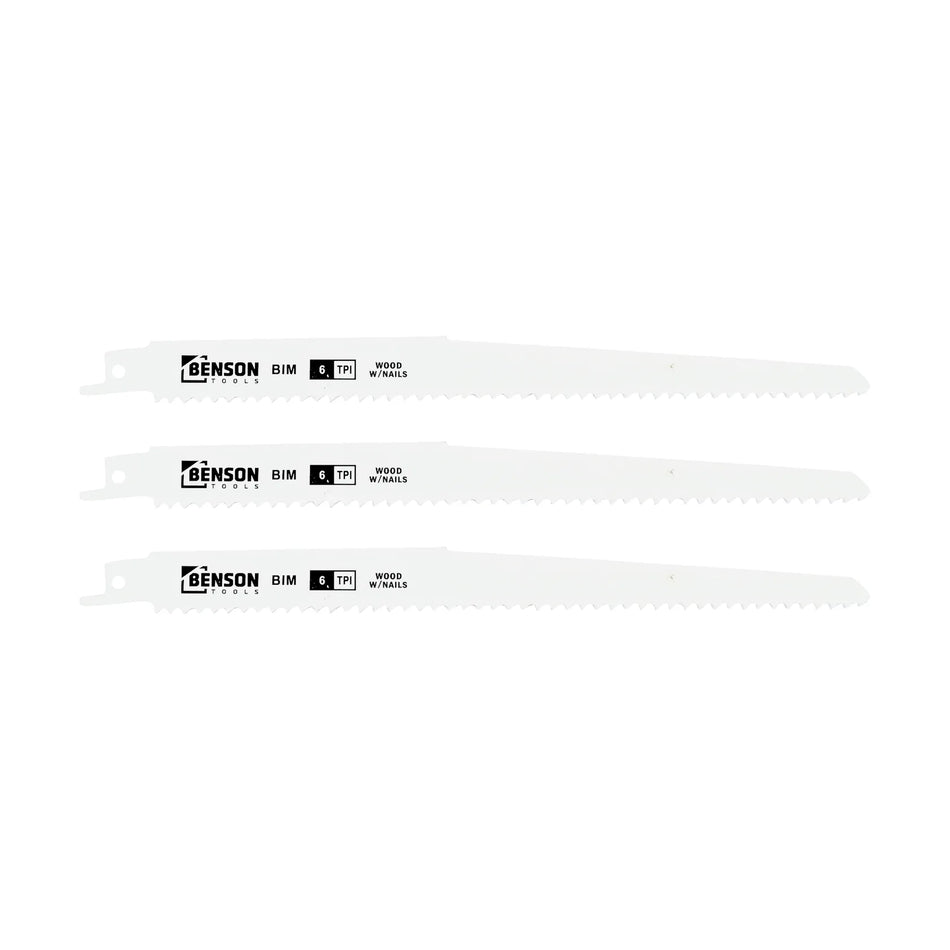 Benson Tools Reciprozaagbladen 3 dlg hout/ metaal (9"-6TPI)