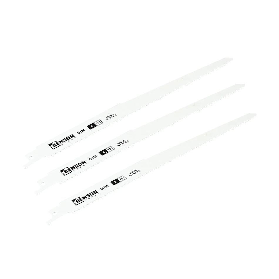 Benson Tools Reciprozaagbladen 3 dlg hout/ metaal (9"-6TPI)