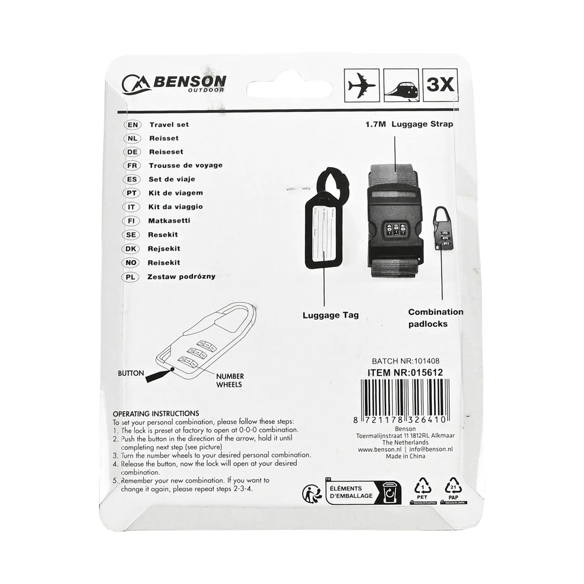 Benson Outdoor Reisset 3 dlg