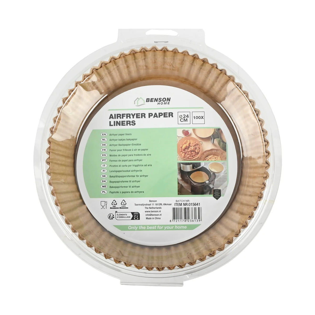 Benson Airfryer bakjes bakpapier rond ø 20 cm 100 dlg