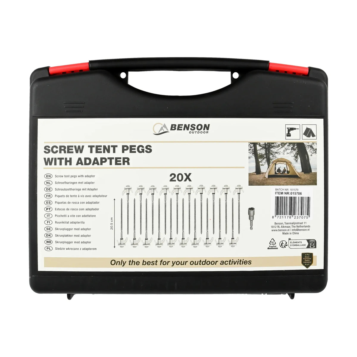 Benson Outdoor Schroefharingen 20 dlg met adapter koffer