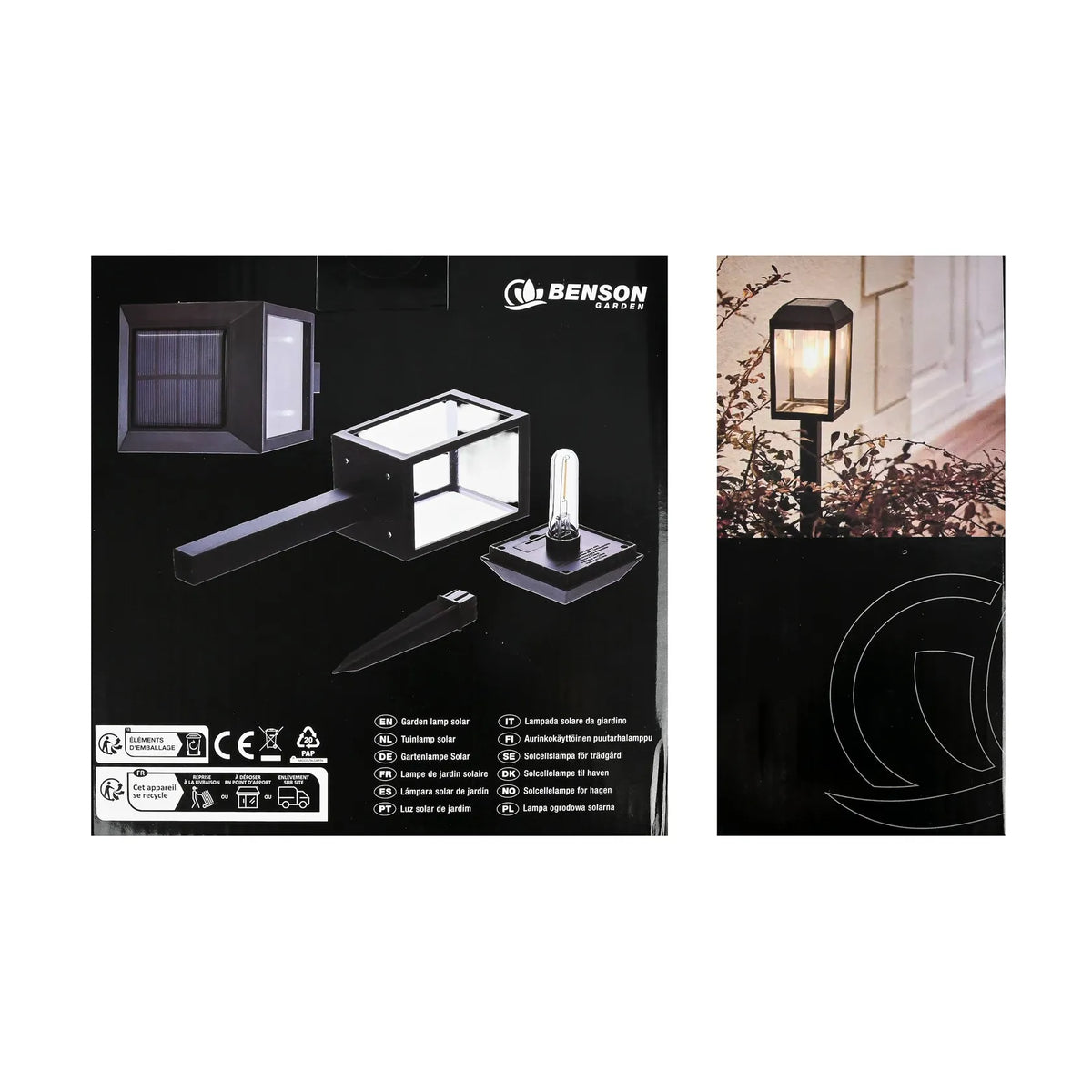 Benson Garden Tuinlamp solar filament 39.6 cm 2 delig